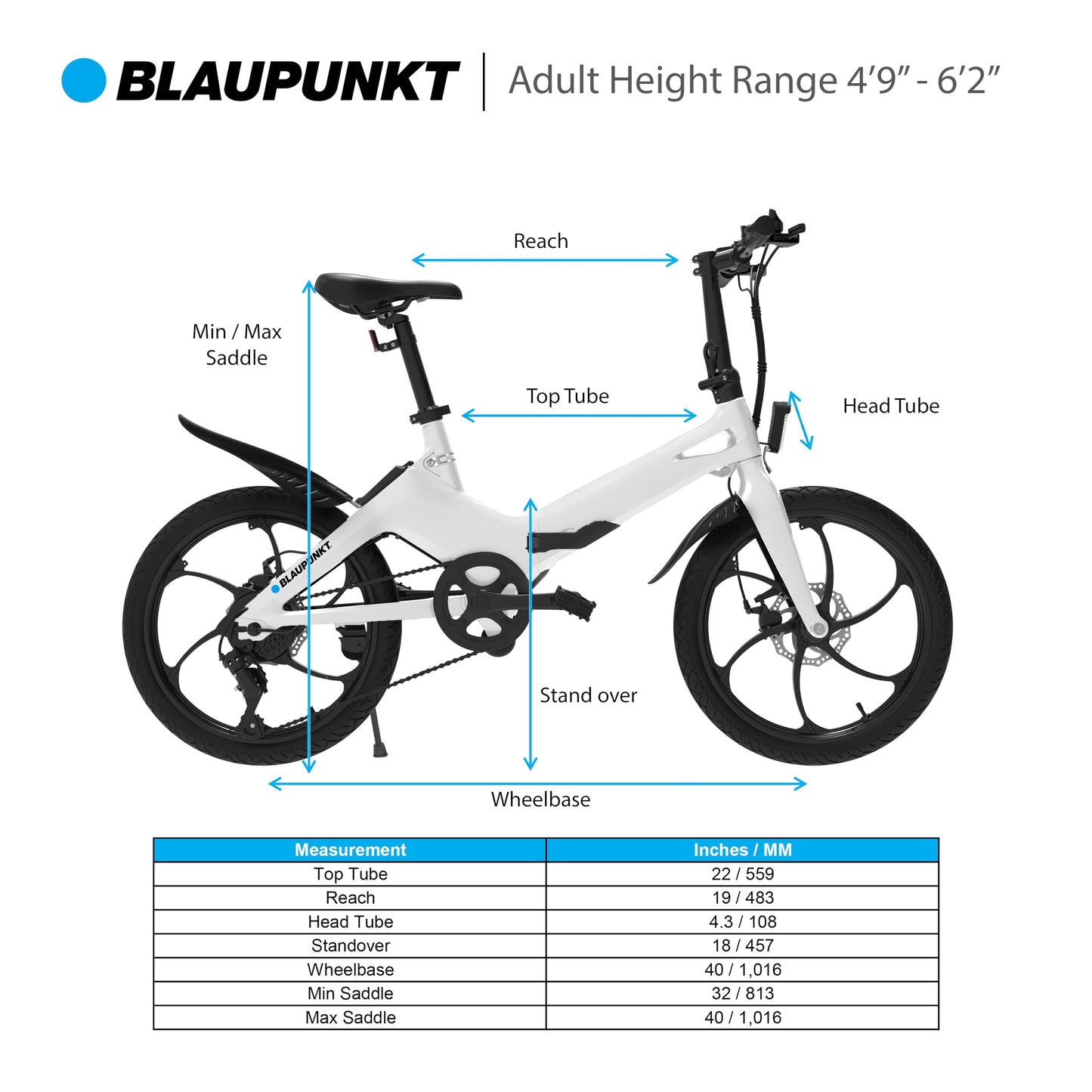 Vélo électrique pliable BLAUPUNKT pour adultes